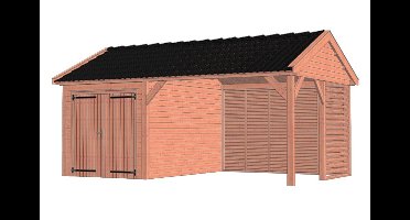 Trendhout Betula buitenverblijf 630x415 cm Lariks/Douglas blank - Combinatie 1- Zadeldak- Onbehandeld lariks Douglas hout- Trendhout