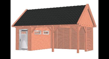 Trendhout Zadeldak XL buitenverblijf 710x440 cm Lariks/Douglas blank - Combinatie 1- Zadeldak- Onbehandeld lariks Douglas hout- Trendhout