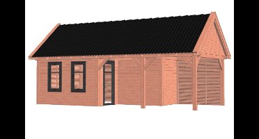 Trendhout Zadeldak XL buitenverblijf 885x440 cm Lariks/Douglas blank - Combinatie 1- Zadeldak- Onbehandeld lariks Douglas hout- Trendhout