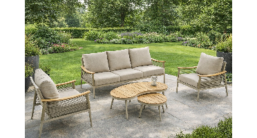 SenS-Line Sevilla loungeset 5-delig aluminium met beige kussens- - Aluminium- Sens-Line