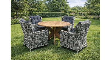 SenS-Line Tejeda tuinset 4 wicker stoelen met teakhouten tafel - Showmodel Woerden- - Teak,Wicker- Sens-Line