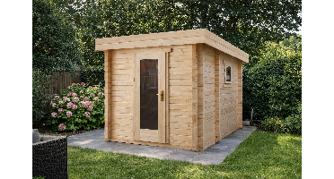 Interflex 2335 Buitensauna 231x343 cm 70 mm vuren blank- Plat dak- Onbehandeld vurenhout- Interflex