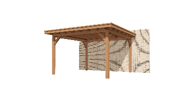 YARD Outdoor Elegante overkapping 300x300 cm aanbouw Douglas blank- Plat dak- - YARD Outdoor