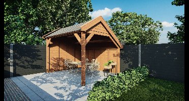 Trendhout Kapschuur Traditioneel douglas 400x340x300 cm met douglas onbehandelde wanden- Kapschuurdak- - Trendhout