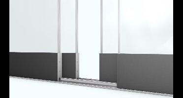 Glasschuifsysteem Comfort Plus R4 (2-spoor 90 cm) Breedte tot 356 cm Hoogte 200/230 cm met middensluiting- - Veiligheidsglas- YARD Outdoor