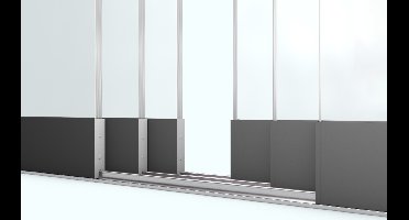 Glasschuifsysteem Luxe R6 (3-spoor maatwerk) Breedte tot 600 cm Hoogte 200/230 cm met middensluiting- - Veiligheidsglas- YARD Outdoor