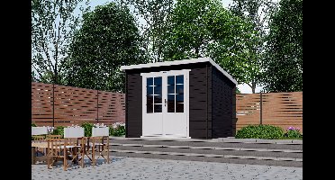 Interflex 3025L Blokhut 300x250 cm 28 mm vuren exterieur gecoat- Lessenaarsdak- Hout- Interflex