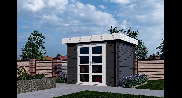 Interflex 325M Blokhut 300x250 cm 28 mm vuren exterieur gecoat- Plat dak- Hout- Interflex