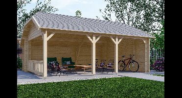 Interflex Wolfskapschuur WKS1 645x535 cm- Wolfskap- Onbehandeld vurenhout- Interflex