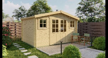 Tuindeco Juha blokhut 400x300 cm 28 mm vuren red class wood geïmpregneerd