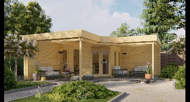 Tuindeco Jutka blokhut 368x368 cm 44 mm vuren groen geïmpregneerd