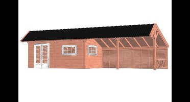 Trendhout Kapschuur De Heerd 1200x425 cm - Combinatie 1- Kapschuurdak- Onbehandeld lariks Douglas hout- Trendhout