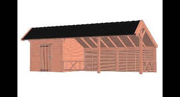 Trendhout Kapschuur De Heerd 900x425 cm - Combinatie 1- Kapschuurdak- Onbehandeld lariks Douglas hout- Trendhout