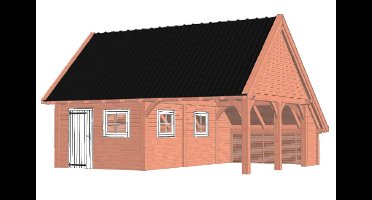 Trendhout Kapschuur De Hofstee XXL 785x720 cm - Combinatie 1- Kapschuurdak- Onbehandeld lariks Douglas hout- Trendhout