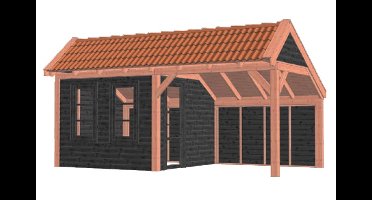 Trendhout Kapschuur De Stee 600x360 cm - Combinatie 1- Kapschuurdak- Onbehandeld lariks Douglas hout- Trendhout