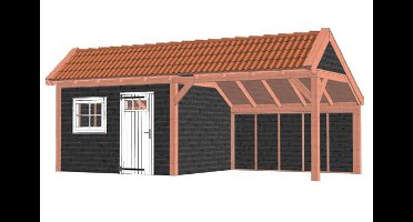 Trendhout Kapschuur De Stee 730x360 cm - Combinatie 1- Kapschuurdak- Onbehandeld lariks Douglas hout- Trendhout