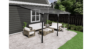 Van Kooten Livingdream Veranda 557x305 cm - antraciet - polycarbonaat dak - Bouwpakket- - Aluminium- Van Kooten