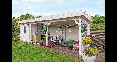 Lugarde B18 Blokhut 800x200 cm 44 mm vuren blank- Plat dak- Hout- Lugarde