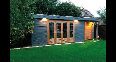 Lugarde PR52 Tuinhuis 660x300 cm 44 mm vuren blank- Plat dak- Hout- Lugarde