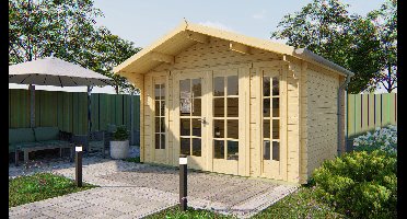 Tuindeco Max blokhut 380x290 cm 28 mm vuren groen geïmpregneerd