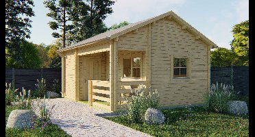 Tuindeco Edelweiss chalet 600x510 cm 70 mm vuren red class wood geïmpregneerd