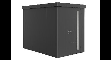 Biohort Neo 3A metalen tuinhuis enkele deur donkergrijs 3A 180x292 cm- Plat dak- Metaal- Biohort