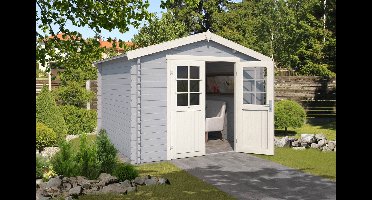 Outdoor Life Norah Blokhut 295x295 cm 28 mm vuren Platinum Grey-Wit gecoat