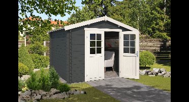Outdoor Life Norah Blokhut 295x295 cm 28 mm vuren Carbon Grey-Wit gecoat