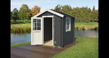 Outdoor Life Wels Blokhut 220x220 cm 28 mm vuren Carbon Grey-Wit gecoat