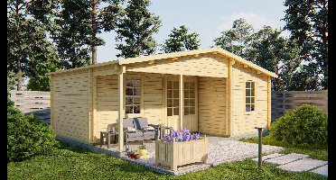 Tuindeco Ollie blokhut 731x498 cm 70 mm vuren red class wood geïmpregneerd