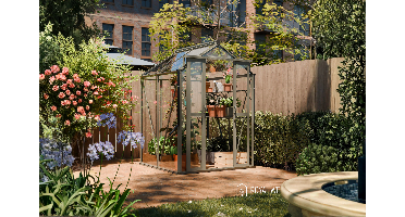 Royal Well Anne I tuinkas 150x150 cm groengrijs met 3mm veiligheidsglas (inclusief fundament)- - Aluminium- Royal Well