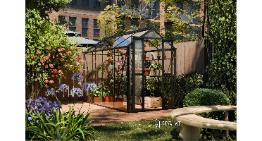 Royal Well Anne III tuinkas 150x290 cm zwart met 3mm veiligheidsglas (inclusief fundament)- - Aluminium- Royal Well