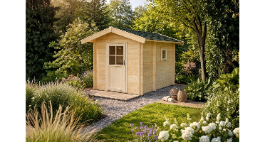 Interflex 2335 Buitensauna 231x343 cm 70 mm vuren blank- Zadeldak- Onbehandeld vurenhout- Interflex