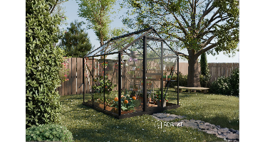 Royal Well Mary I aluminium tuinkas 212x222 cm zwart- - Veiligheidsglas- Royal Well