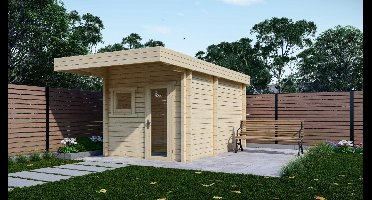 Interflex 2539 Buitensauna 244x387 cm 70 mm vuren blank- Plat dak- Onbehandeld vurenhout- Interflex