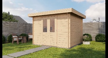Lugarde Select Amersfoort Blokhut 300x300 cm 28 mm vuren blank- Plat dak- - Lugarde Select