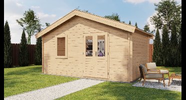 Lugarde Select Wolfheze Blokhut 500x300 cm 44 mm vuren blank- Zadeldak- - Lugarde Select