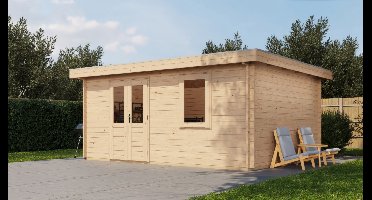 Lugarde Select Duiven Blokhut 500x400 cm 44 mm vuren blank- Plat dak- - Lugarde Select