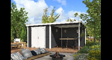 Outdoor Life Lars Tuinhuis 500x250 cm 28 mm vuren Carbon Grey-Wit gecoat