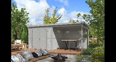Outdoor Life Lars Tuinhuis 500x250 cm 28 mm vuren Platinum Grey gecoat- Lessenaarsdak- Hout- Outdoor Life