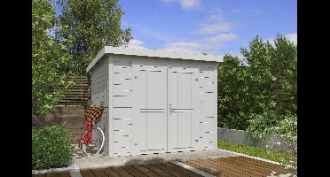 Outdoor Life Mila Tuinhuis 250x200 cm 28 mm vuren Platinum Grey gecoat- Lessenaarsdak- Hout- Outdoor Life