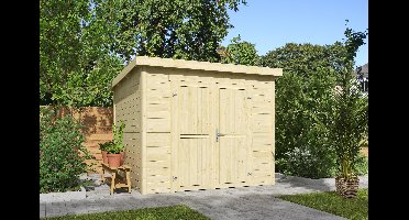 Outdoor Life Mila Tuinhuis 250x250 cm 28 mm vuren blank- Lessenaarsdak- Onbehandeld vurenhout- Outdoor Life