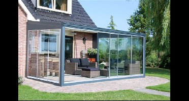 Verasol aluminium glastuinkamer met glasdak 400x330 cm op 2 staanders Aluminium Verasol