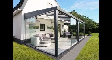 Verasol aluminium glastuinkamer met polycarbonaat dak 400x300 cm op 2 staanders Aluminium Verasol