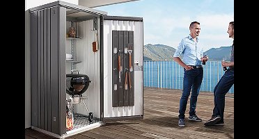 Biohort metalen tuinkast 90 kwartsgrijs 93x83x182,5 cm- Plat dak- Metaal- Biohort