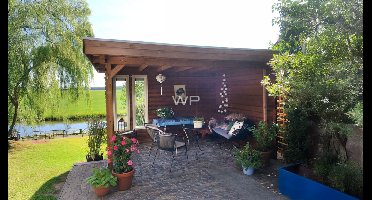 Woodpro Harpel Overkapping 350x300 cm 28 mm vuren blank- Plat dak- Onbehandeld vurenhout- Woodpro