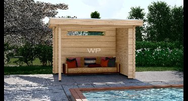 Woodpro Tiel Overkapping 300x250 cm 28 mm vuren blank- Plat dak- Onbehandeld vurenhout- Woodpro