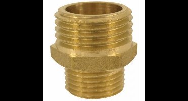 Messing verloopnippel met buitendraad 3/4 x 1/2 inch