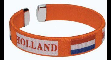 Oranje armband met tekst Holland en Nederlandse vlag