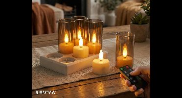 Set Van 6 SEVVA® Oplaadbare Waxine Lichtjes - Met Handig Oplaadstation! ...